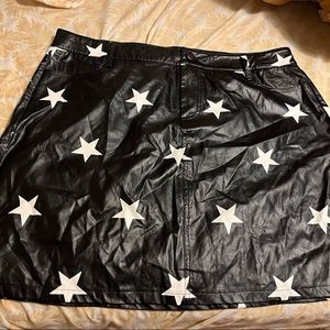 Black leather skirt with white stars
